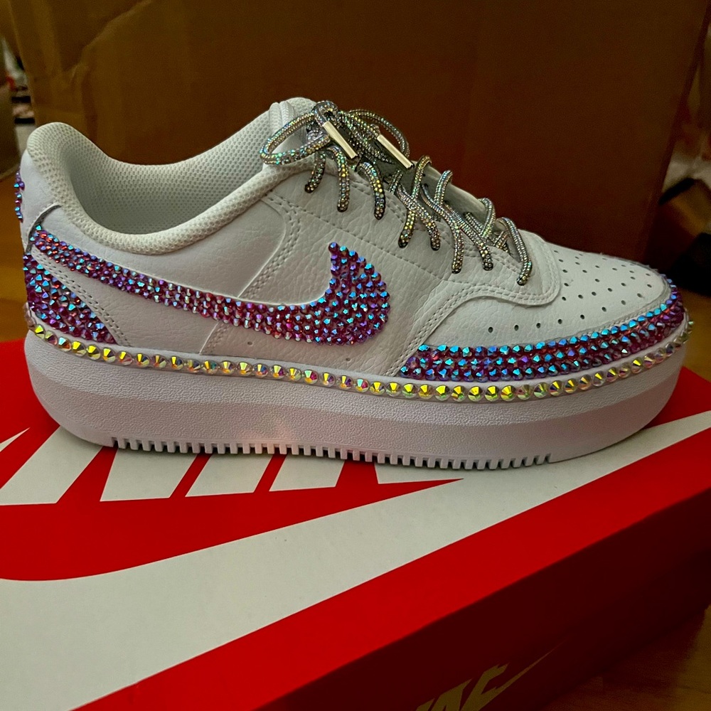 Hand rhinestoned Nike Court Vision Sneakers